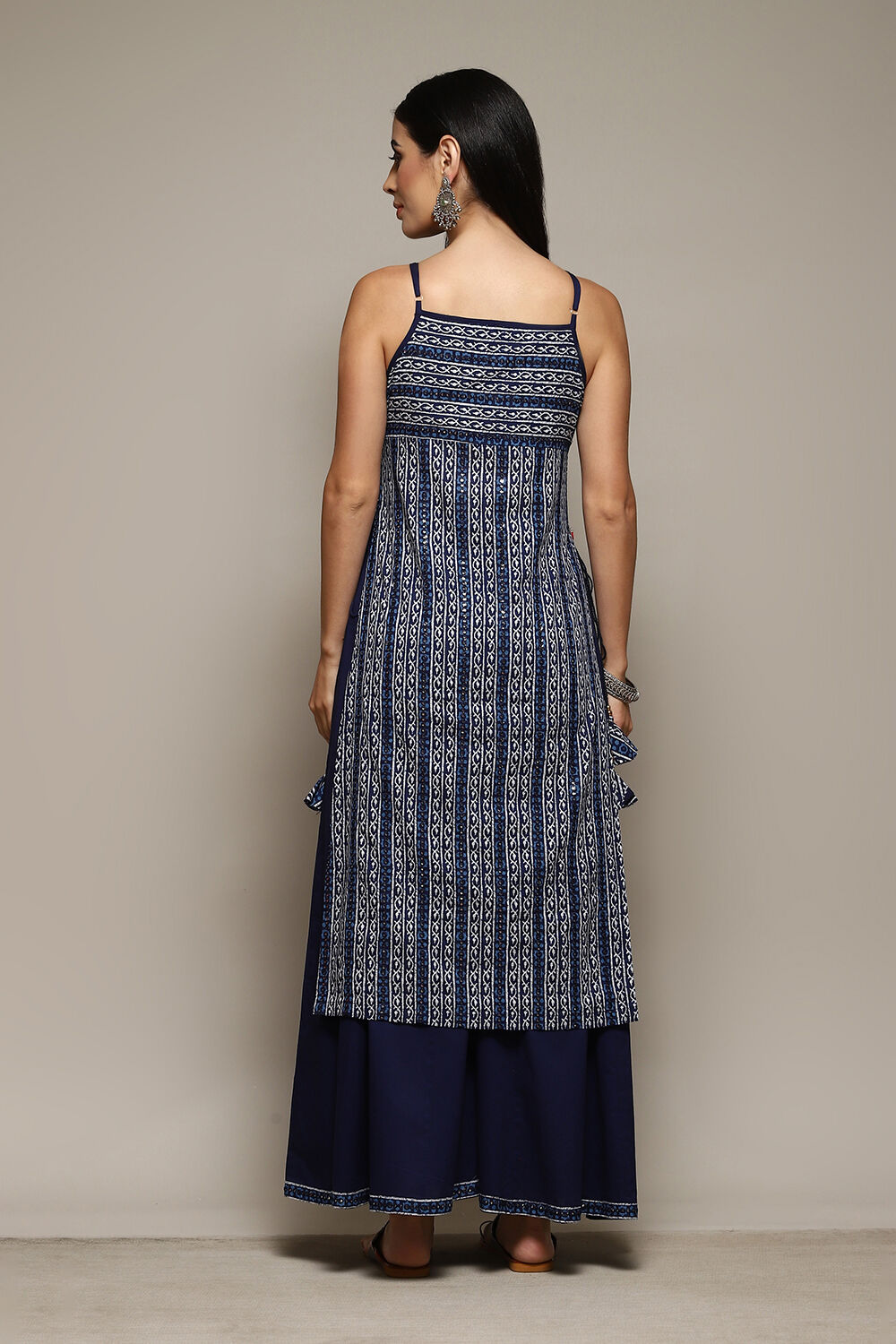 Indigo Cotton Printed Kurta & Palazzo Suit Set image number 4