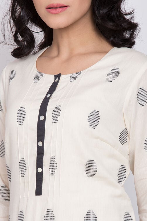 Ivory Eco Cotton Straight Yarndyed Kurta image number 1