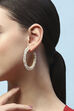 White Gold-Plated Pearl Contemporary Hoops image number 3