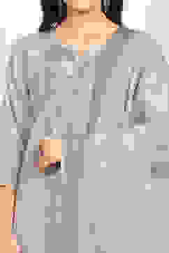 Gray Cotton Unstitched Suit Set image number 2