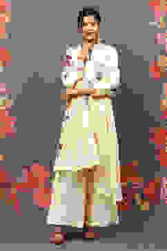 Rohit Bal Off White Cotton Blend Straight Kurta Suit Set image number 7