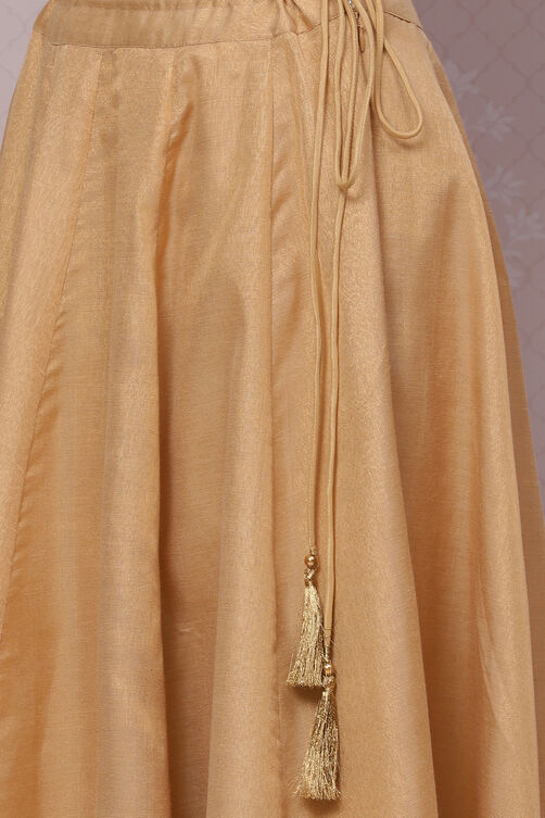 Gold Flared Metallic Cotton Skirts image number 1
