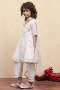 White Polyester Anarkali Suit Set image number 3