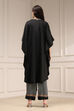 Black Modal Solid Kaftan Fusion Kurta Set image number 3