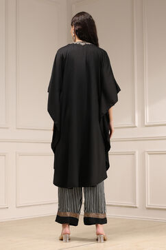 Black Modal Solid Kaftan Fusion Kurta Set image number 3