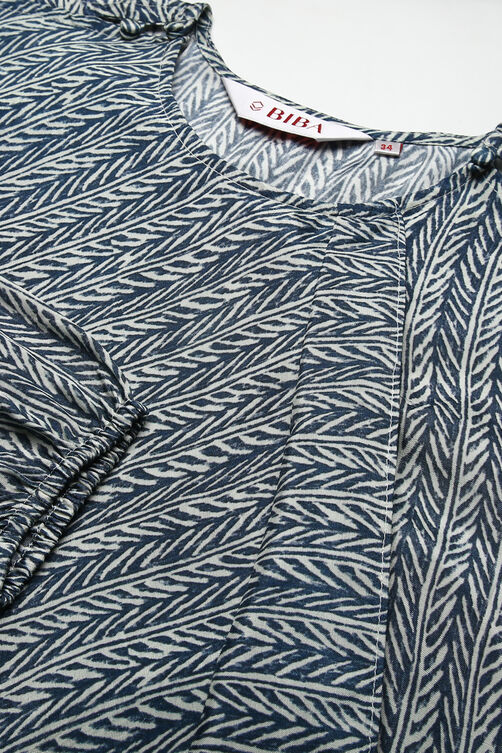 Blue Viscose A-line Tunic Pants Set image number 1