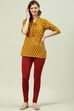 Camel Cotton Blend Solid Churidar image number 5