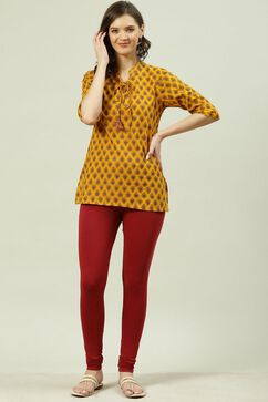 Maroon Cotton Lycra Churidar image number 5
