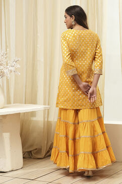 Ochre Yellow Embroidered Straight Suit Set image number 4