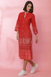 Mustard Rayon A-Line Printed Dress image number 4
