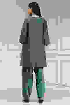 Teal Printed Straight Suit Set image number 4