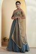 Teal Viscose Blend Kalidar Lehenga Set image number 4