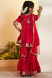 Red Ethnic Motifs Garara Kurta Set image number 5