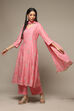 Powder Blue Cotton Blend Kalidar Kurta Palazzo Suit Set image number 0