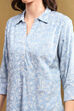 Sky Blue Printed Straight Short Kurti image number 1