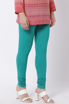 Green Cotton Lycra Churidar image number 1