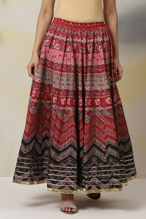 Red Straight Art Silk Skirts image number 3