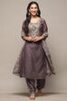 Earthy Green Chanderi Unstitched Suit Set image number 2