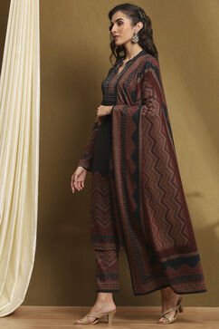 Teal Polyester Straight Suit Set image number 3