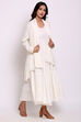 Cream Cotton Front Open Fusion Wear Dress image number 3