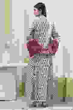 Off White Cotton A Line Fusion Wear image number 3