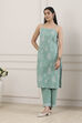 Green Cotton Straight Suit Set image number 3