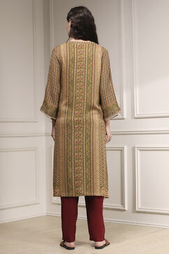 Green Viscose Rayon Straight Printed Kurta image number 4