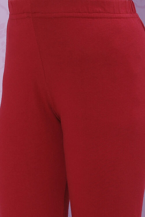 Red Art Silk Girls Flared Kurta Churidar Suit Set image number 6