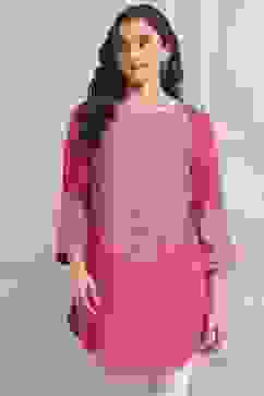 Pink Printed Short Kurta image number 0