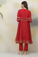 Red Art Silk A-Line Kurta Slim Pant Suit Set image number 7
