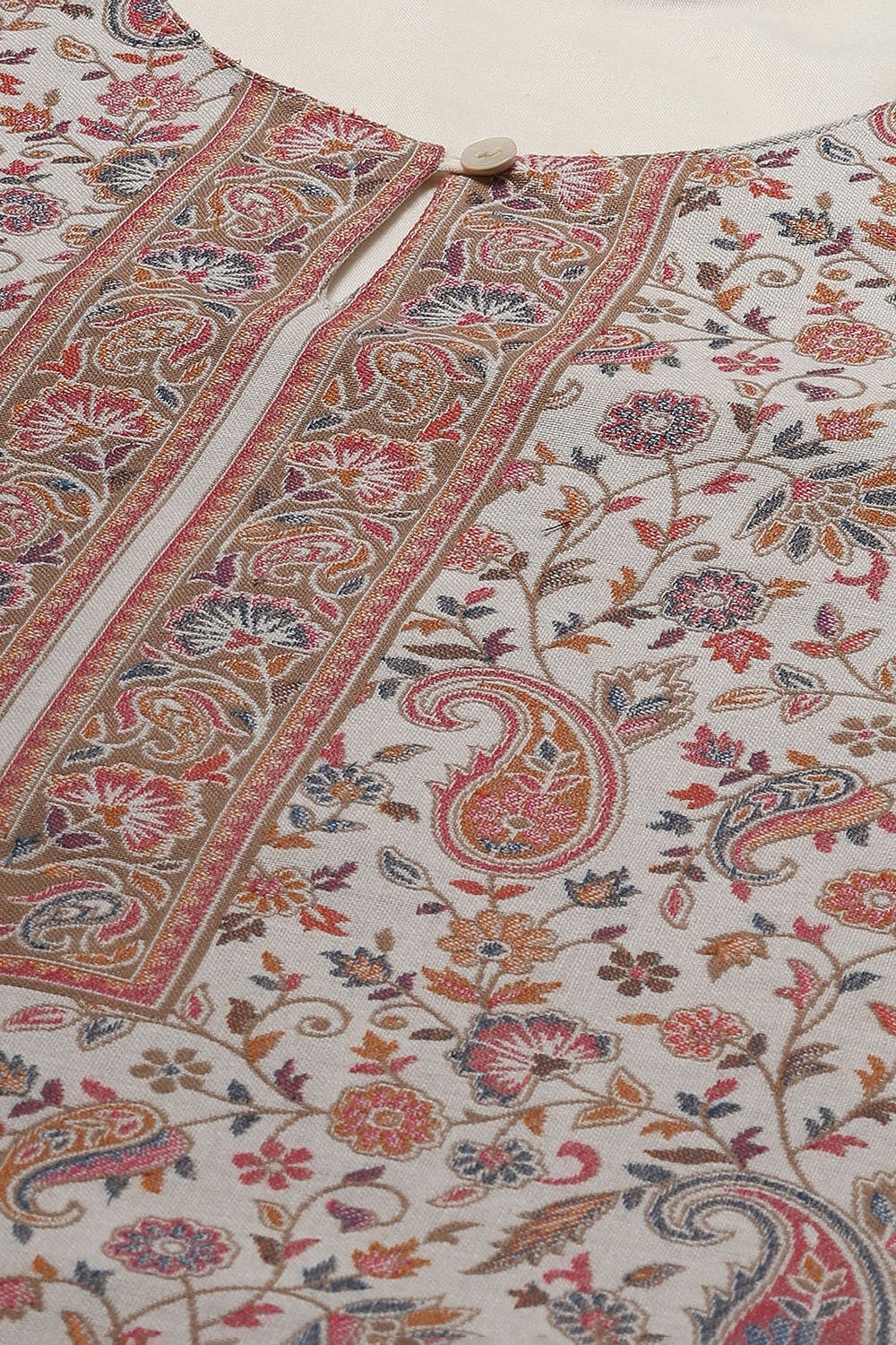 Off White Cotton Blend Straight Yarndyed 2 Piece Set image number 7