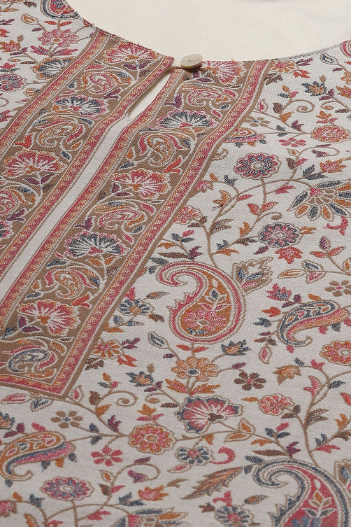 Off White Cotton Blend Straight Yarndyed 2 Piece Set image number 7