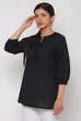 Sky Blue Cotton Short Solid Kurti image number 3