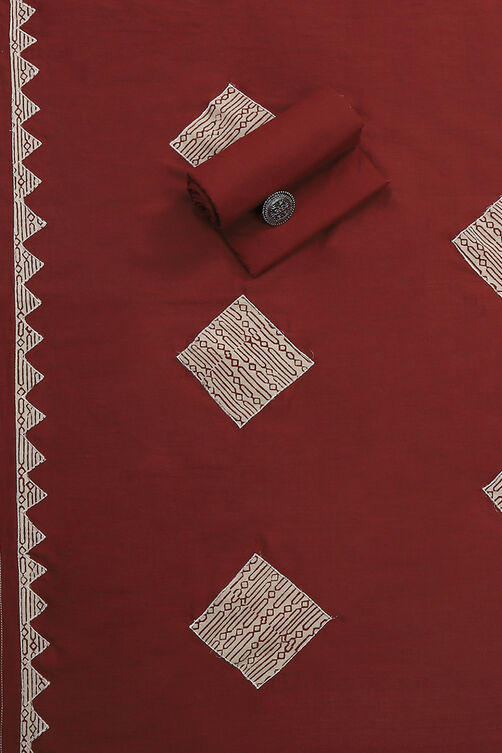 Black Cotton Hand Block Print Unstitched Suit Set image number 3