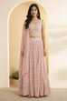 Pink Viscose Rayon Embellished Kalidar Lehenga Set image number 5