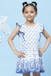 White Cotton Flared Printed Dress