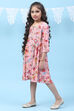 Pink Rayon Flared Printed Kurta image number 2