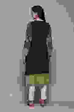 Navy Poly Cotton Straight Yarndyed Kurta image number 3