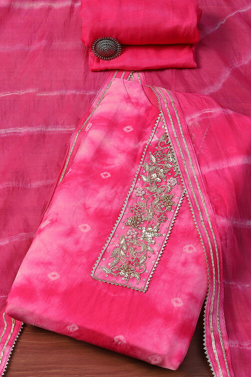 Yellow Organza Unstitched Suit set image number 0