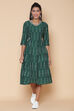 Green Cotton Ikkat Yarndyed Kurta Dress image number 2