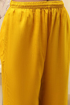 Mustard Yellow Printed Straight Suit Set image number 2