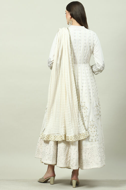 Blush Pink Cotton Anarkali Kurta Lehenga Suit Set image number 4