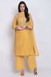 Yellow Poly Cotton Straight Kurta Palazzo Suit Set image number 3