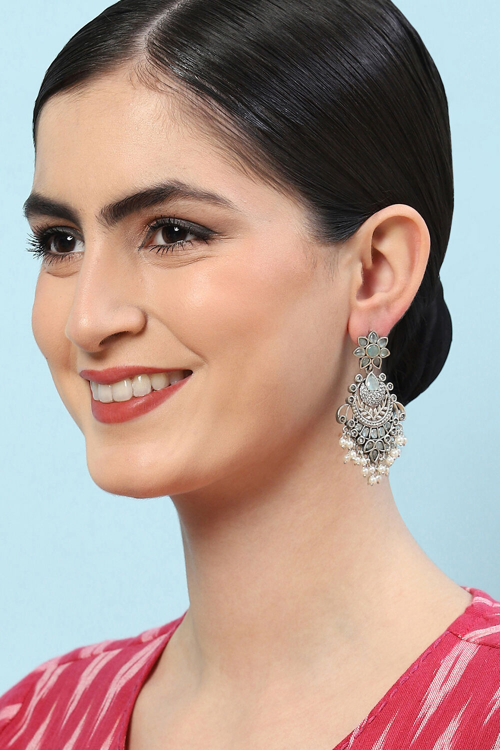 Oxidised Blue Brass Earrings image number 3