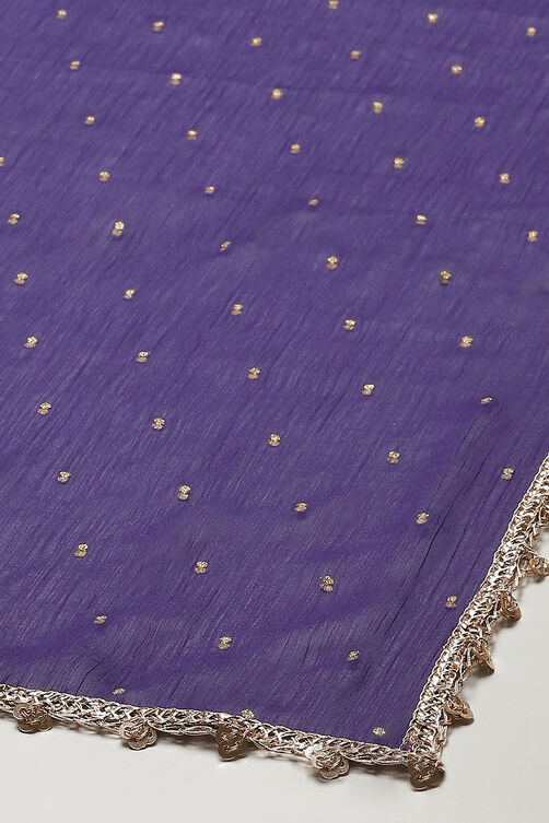 Pink & Purple Poly Cotton Straight Embroidery Kurta Slim Pants Suit Set image number 2