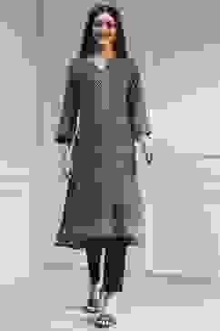 Blue Printed Straight Kurta image number 5