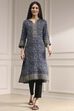 Blue Printed Straight Kurta image number 5