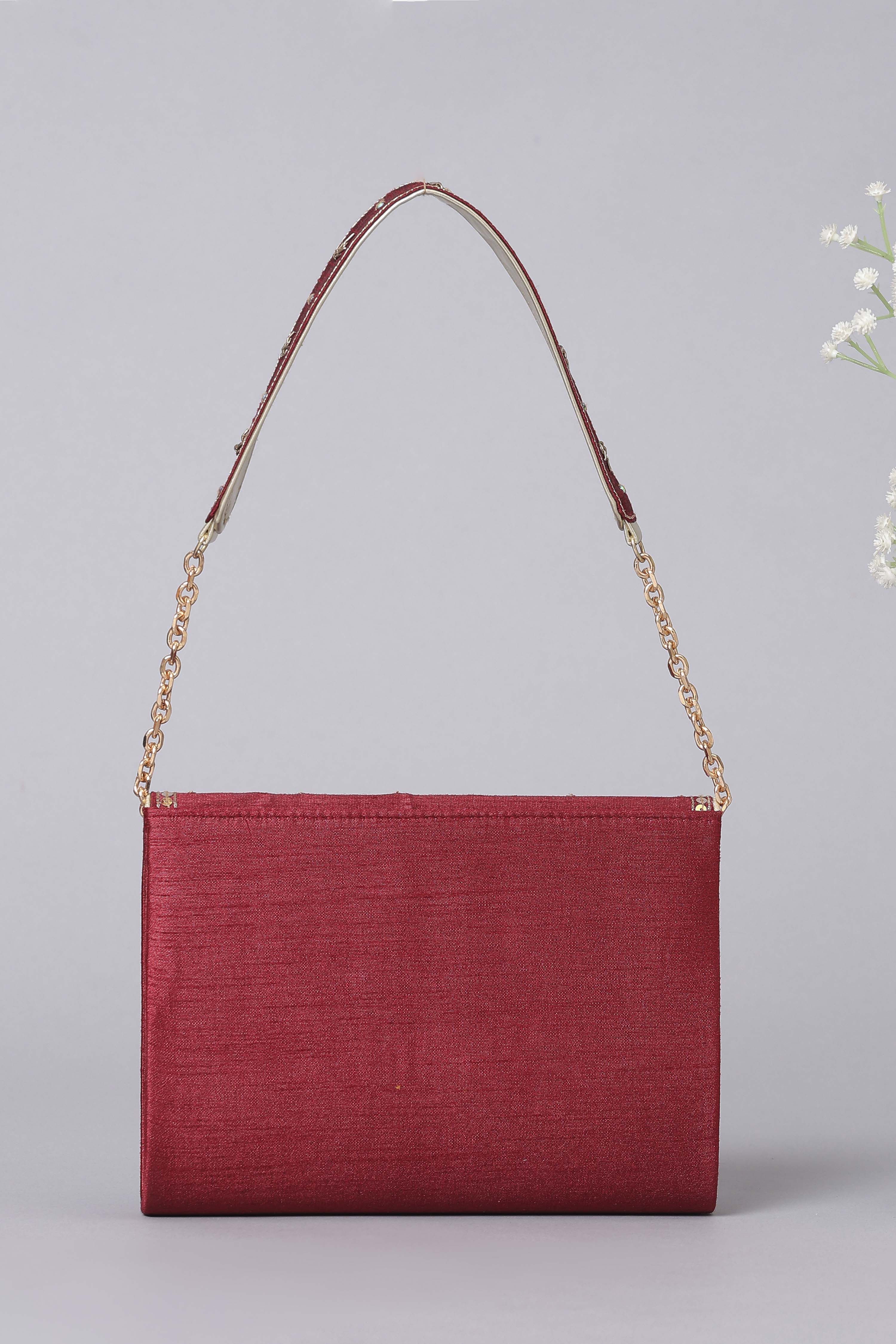 Maroon Zardosi Clutch image number 5