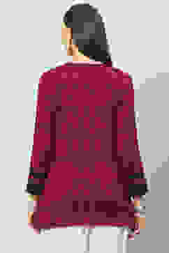 Blue Poly Metallic Straight Printed Kurti image number 4