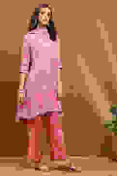 Pink Embroidered Kalidar Suit Set image number 5